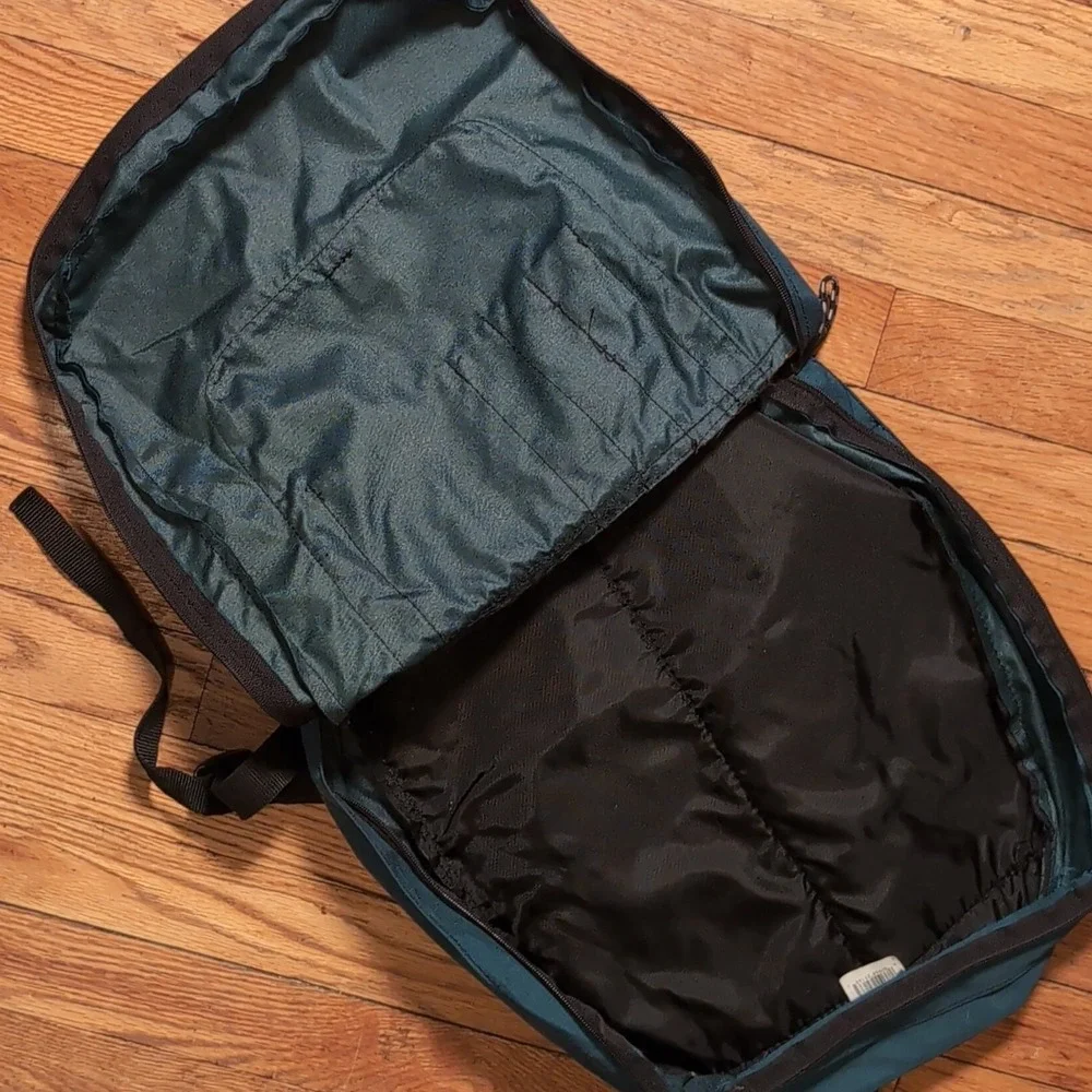 Outdoor Products Backpack Large Teal Brown Vintage Nylon Suede Unisex Adults